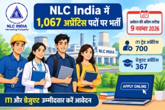 NLC India ने 1,067 ITI और ग्रेजुएट अप्रेंटिस पदों पर भर्ती निकाली है। आवेदन की अंतिम तारीख 9 नवंबर 2026 है।